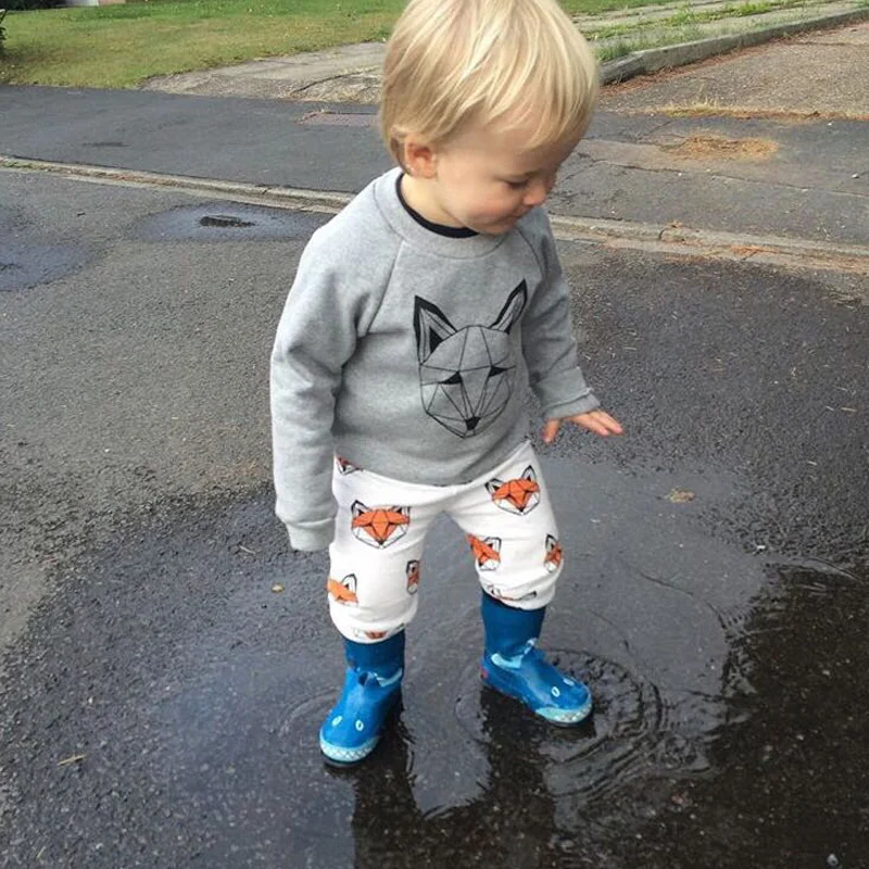 

wholesale Gray Fashion Baby Boy Clothes Set Regular Pullover O-Neck Clothes Suit Cotton Cartoon Comfortable Clothing Sets