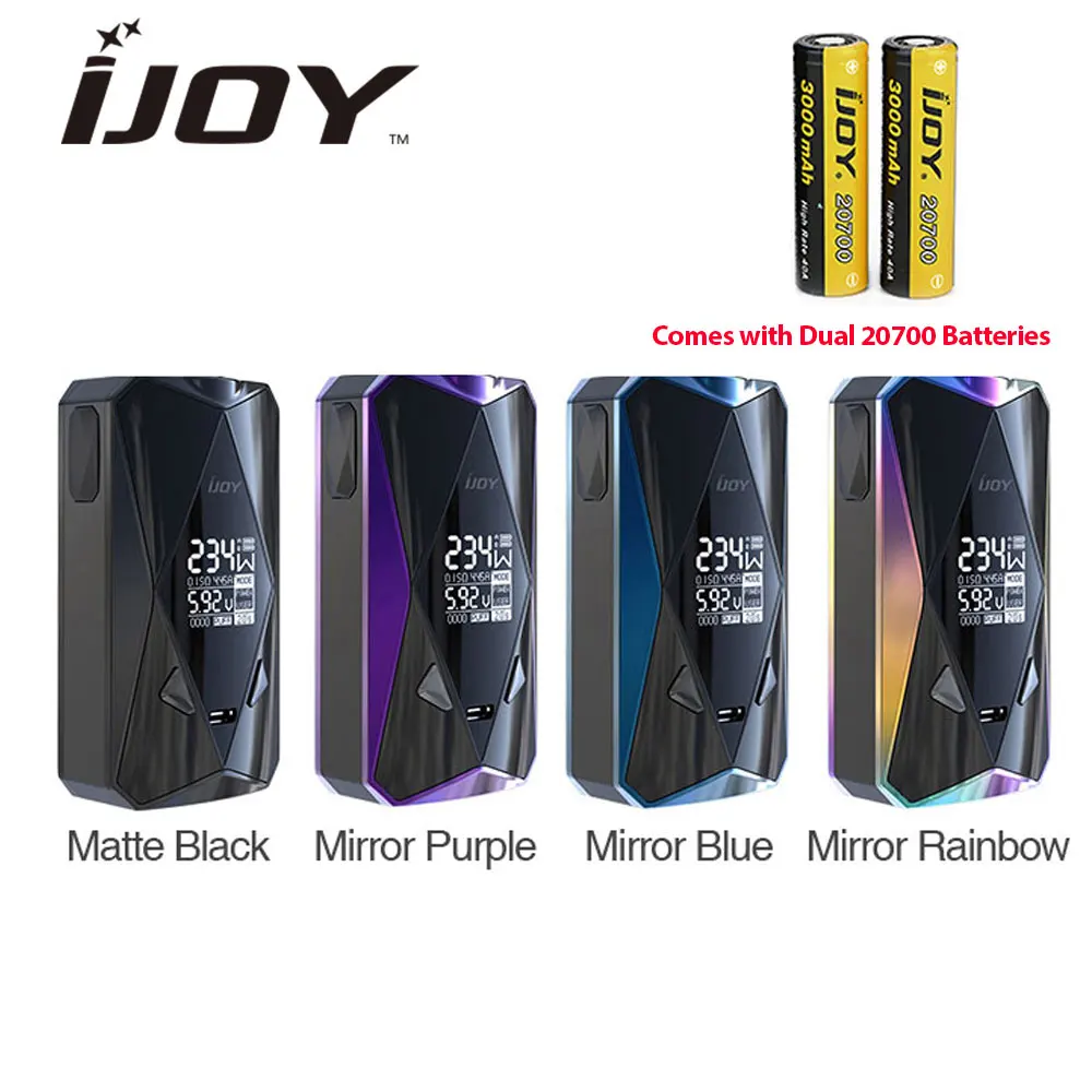 

Clearance! 234W IJOY Diamond PD270 TC Box Mod with Dual 20700 Cells 6000mAh Battery for RDA RTA RDTA Tank Atomizer Huge Vaping