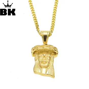 

Hip Hop head of Jesus Pendant Necklace Stainless Steel Male Jewelry High-quality Religious Christian Jesus Face Gold Jewelry