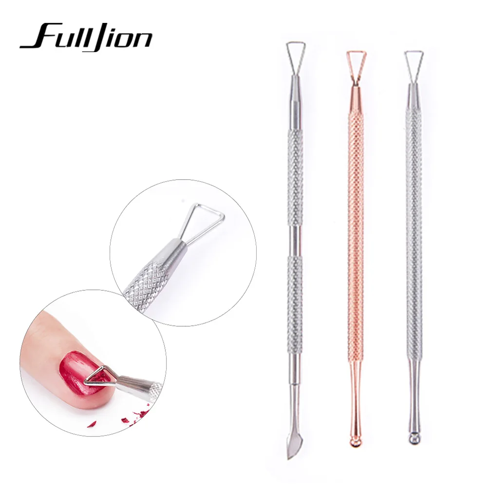 Fulljion Nail Polish Remover Cuticle Pushers Stick Triangle Stainless