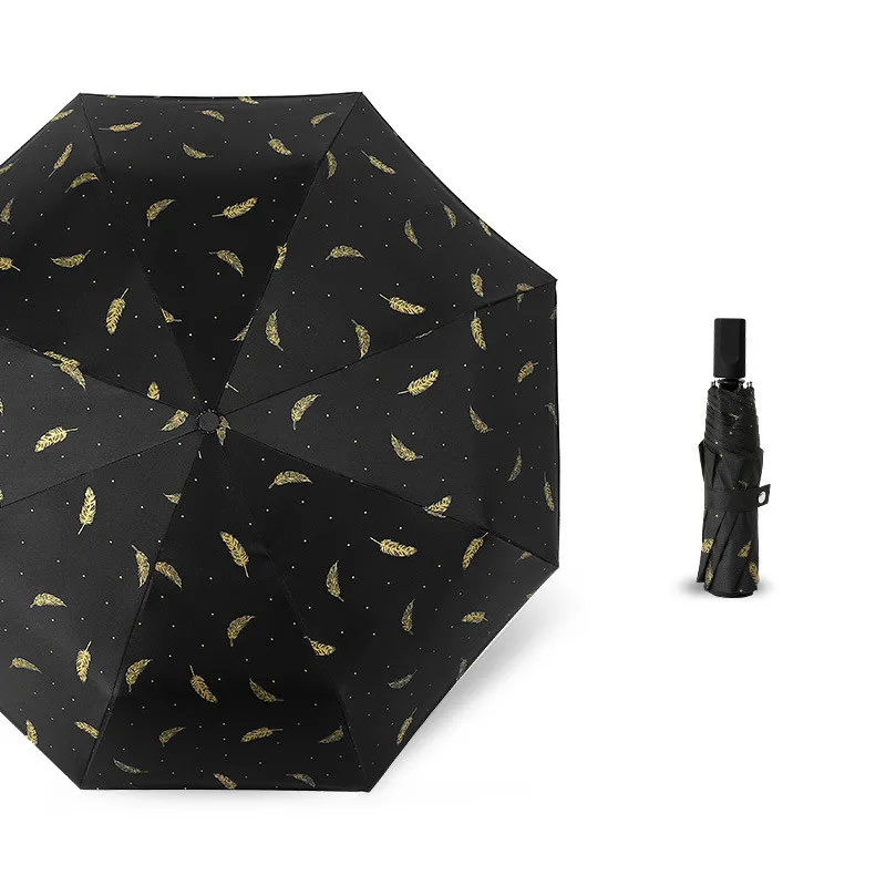 1 шт. прозрачный зонтик портативный для женщин и девочек с принтом в виде перьев анти-УФ зонтик для солнечных дождей