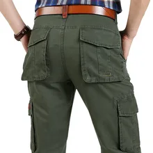 Новые Брюки Карго, мужские осенние брюки, мужские длинные брюки со средней талией, много карманов, мужские брюки, повседневные свободные прямые хлопковые брюки карго