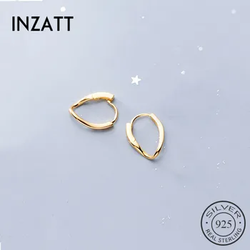 

INZATT Real 925 Sterling Silver Irregular Hoop Earrings For Fashion Women Party Minimalist Fine Jewelry Trendy 2019 Accessories