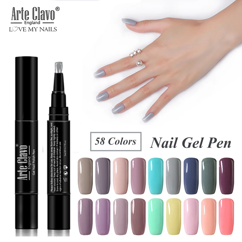 

Arte Clavo 5 ml Gel Nail Varnish Pen 3 Steps Nail Polish Semi Permanant Soak Off UV Hybrid Primer Nail Art Tool Nail Gel Polish
