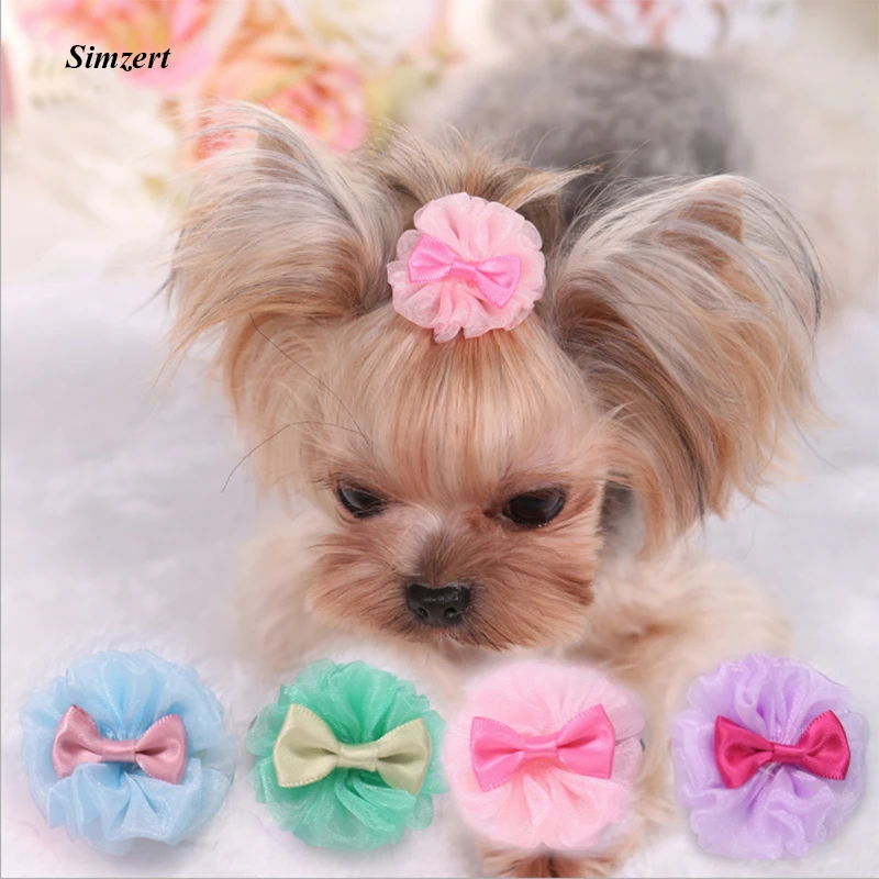 

Simzert Pet Accessories Lace Bow Hairpin Cute Headdress Yorkshire and Cat Pet Dog Colorful Small Hairpin Headwear Supplies.6z
