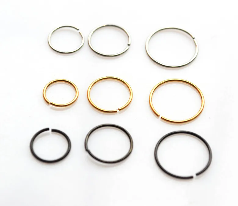 

Plain Fake Nose Ring Hoop Clip on Ear Lip Stud Piercing Surgical Steel Gold Black Rainbow 18G 20G 22G 6mm 8m 10mm Choose Size