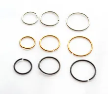 Anillo de nariz falsa simple aro Clip en oreja labio perno perforación Acero quirúrgico Oro Negro Arco Iris 18G 20G 22G 6mm 8m 10mm elegir tamaño(China)