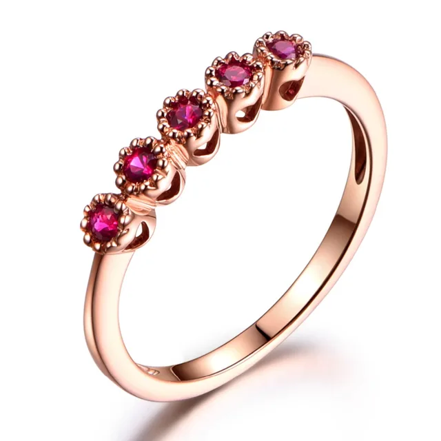 Solid 14k Rose Gold Natural Red Ruby Bezel Set Engagement Ring Solid 14k Rose Gold Natural Red Ruby Bezel Set Engagement Ring Antique Vintage Wedding Bands Women