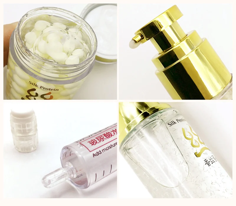 Proteína de Seda Cuidados com a Pele Bioaqua Conjunto Hidratação Profunda Ácido Hialurônico Líquido Anti Rugas Envelhecimento Colágeno Essência Creme 7 Pçs 13 Bioaqua proteína de seda cuidados com a