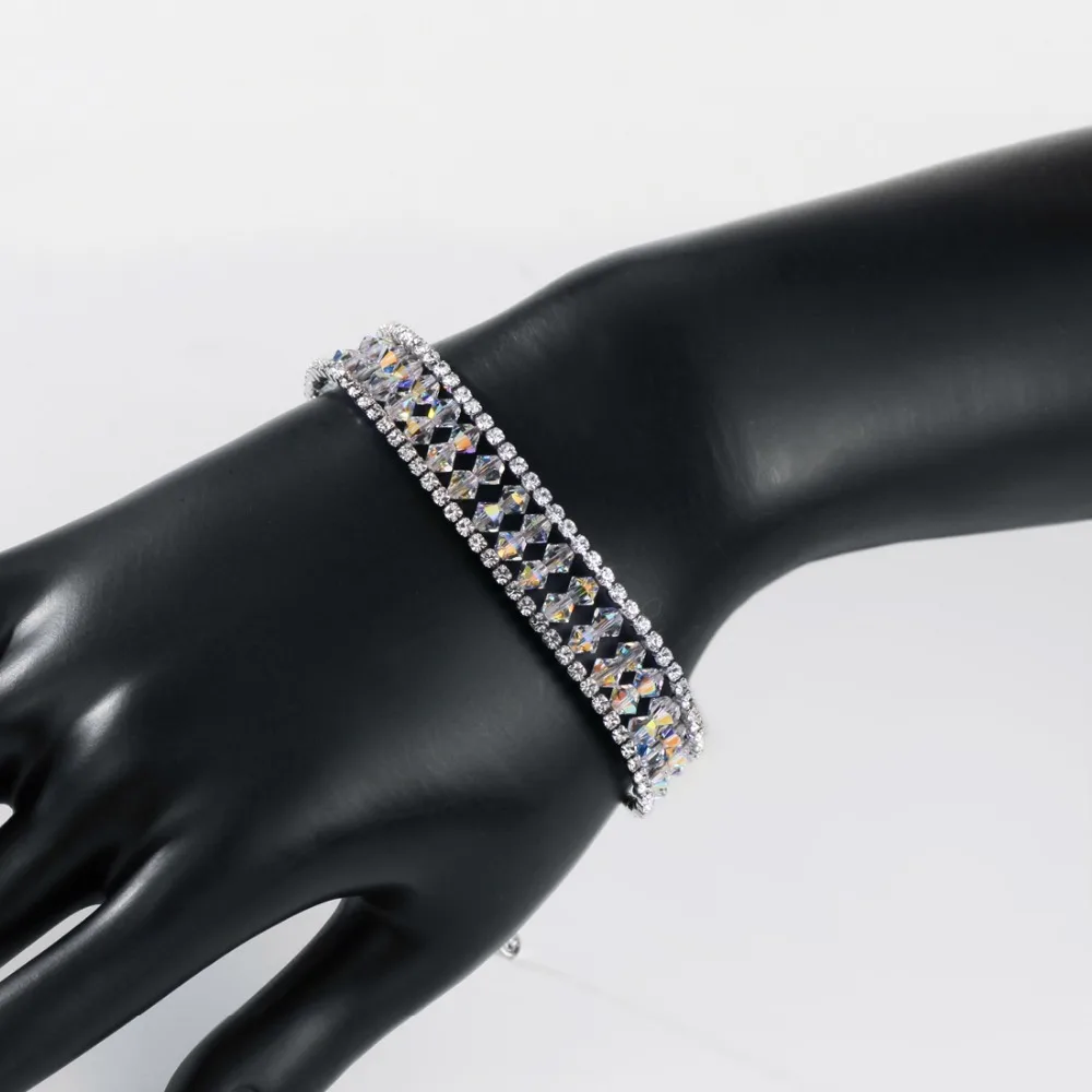 Billige Neoglory Kristall   Strass Armband Für Frauen Charme Hochzeit Shinning Partei Armreif Mit Kristallen Verziert Von Swarovski