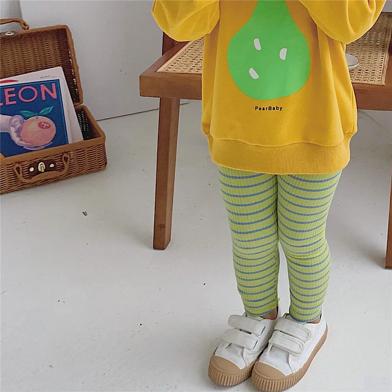 

Girl Pants Striped Print Children Pant Spring Autumn Kids Leggings Skinny Girls Leggings Kids Clothing Fashion Cotton Trousers