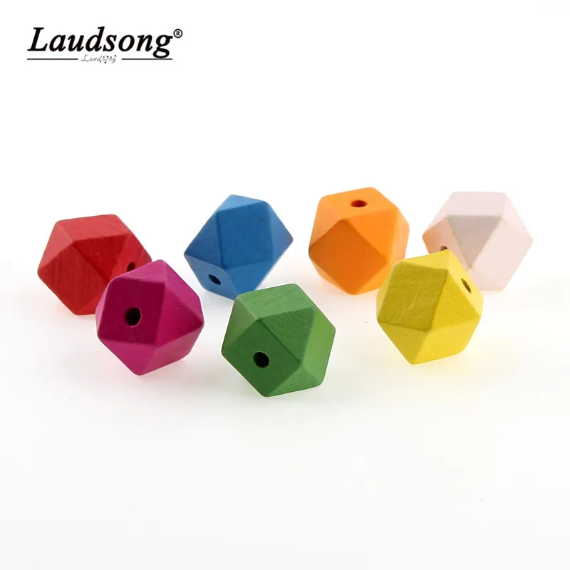 

10pcs Wooden Geometry Beads Mixed/Gold/Silver Baby Teethers Toss Games for DIY Kids Toys Pacifier Clip Wood Spacer Beading