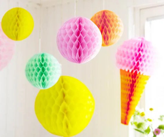 Мороженого Honeycomb Мячи для дня рождения Для летних вечеринок Аксессуары висит