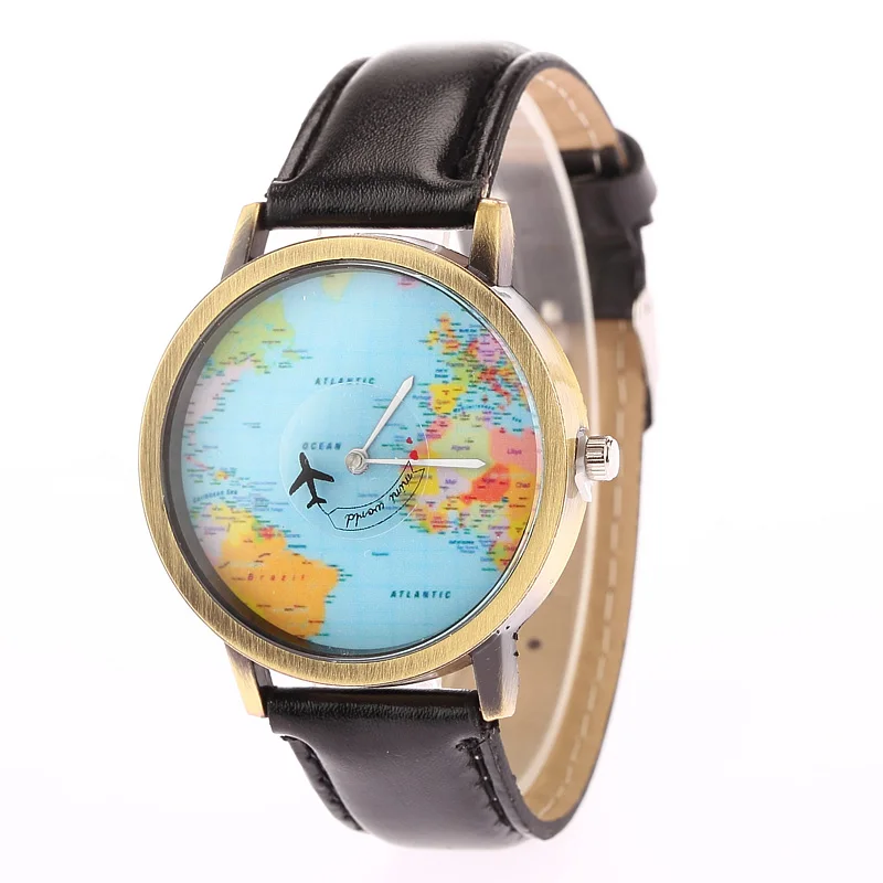 new Fashion World Map Watch By Plane Watches Women Men Leather Watch Quartz Relojes Mujer Relogio Map Of The World Watch Map Of The World Watch new Fashion World Map Watch By Plane Watches Women Men Leather Watch Quartz Relojes Mujer Relogio