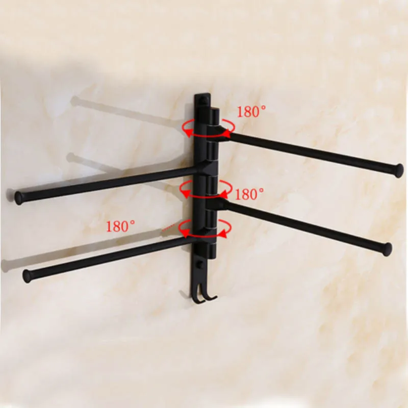 Online Wand Halterung Swivel Handtuch Bar raum aluminium schwarz Handtuch Rack Halter für Bad