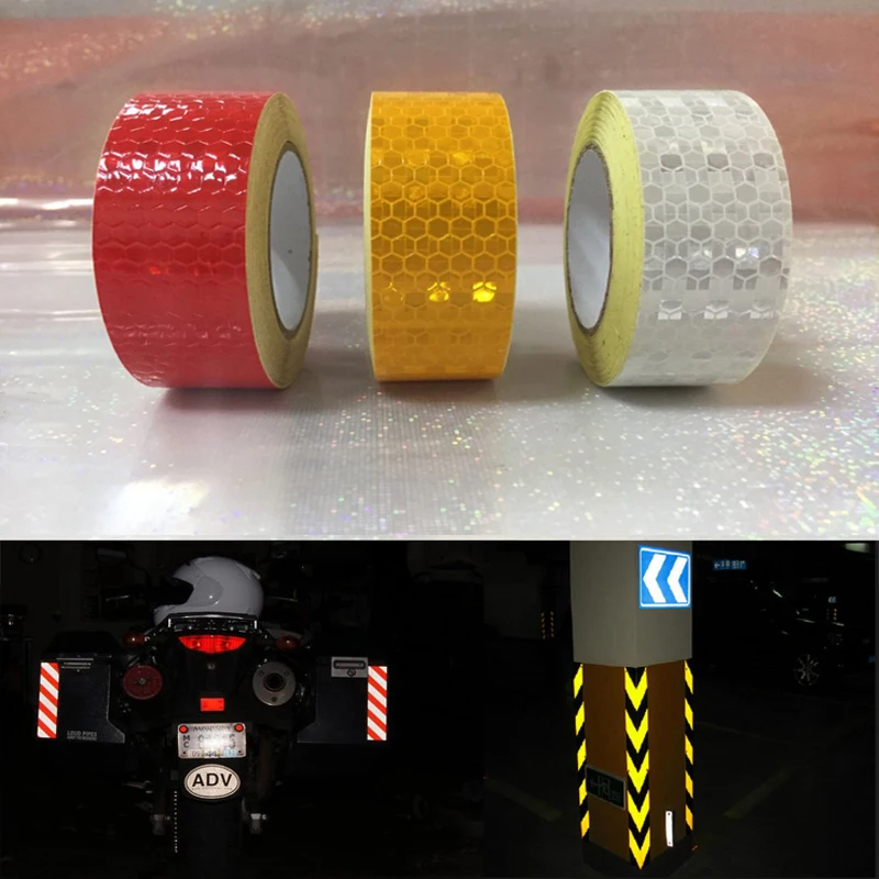 25mm x 5m Safety Mark Reflective Tape Stickers Car-Styling Self Adhesive Warning Tape Automobiles Motorcycle Reflective Material