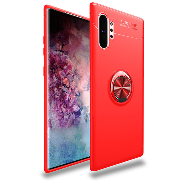 Ring Holder Phone Case For Samsung Galaxy Note 10 10 Pro 9 Magnetic Car Stand Soft Silicone Matte Cover For S10 5G S9 S8