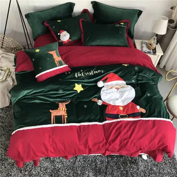

Santa Claus Bedding Set Christmas Bedding Duvet Cover Sets Queen King Size 4PCS Bedclothes