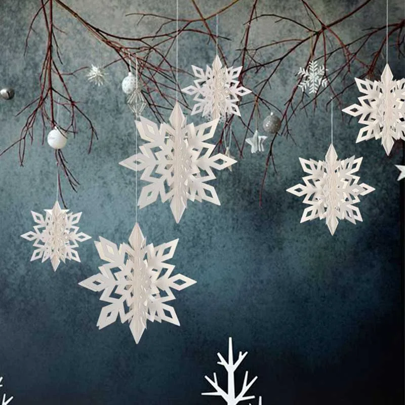6pcs 15/20/25cm 3D Snowflake Garland 2020 Christmas Decorations for Home Artificial Snow Pendants New Year Party Decor | Дом и сад