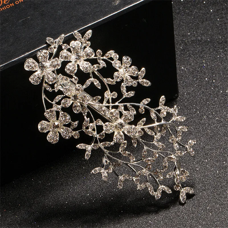 

Exquisite Hollow out Flower Crystal Wedding Tiara Vintage Bridal Hair Clip Comb Handmade Headpiece Prom Wedding Hair Accessories
