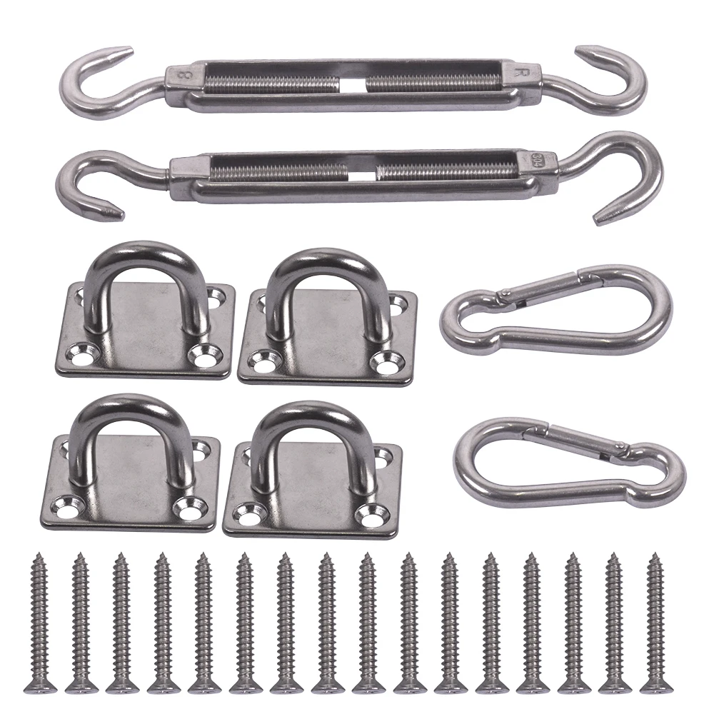 8 Inch 304 Stainless Steel Sunrise Installation Complete Hardware Kit For Sun Shade Sail Super Heavy Duty with Screws | Обустройство