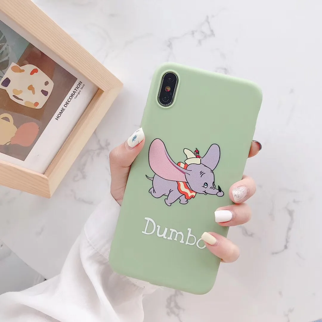 Чехол для телефона с парой мультиков Dumbo для iphone X XS MAX XR 7 8 6 S Plus Милая забавная мягкая задняя крышка из ТПУ с изображением слона конфет