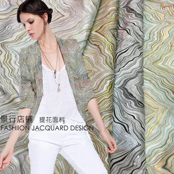 

4 - color high - grade gold jacquard fashion fabrics wave sky small suit Kok pants production fabrics clothing fabrics