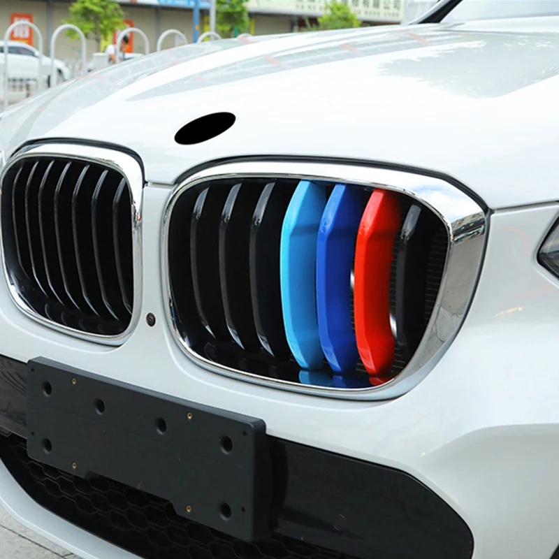 For BMW 2018 X3 X4 G01 G02  7 Grilles  3D styling M Front Grille Grills Trim Strips Cover Performance Decoration Stickers 3Pcs