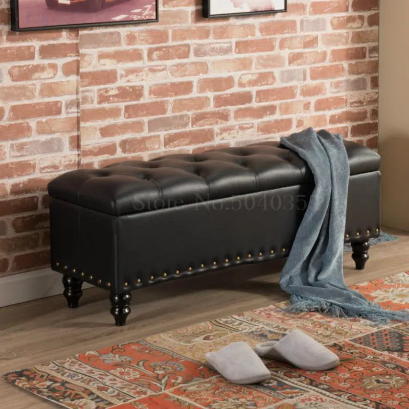 

European storage stool storage stool box clothing store sofa stool rectangular home change shoes stool solid wood shoes can sit