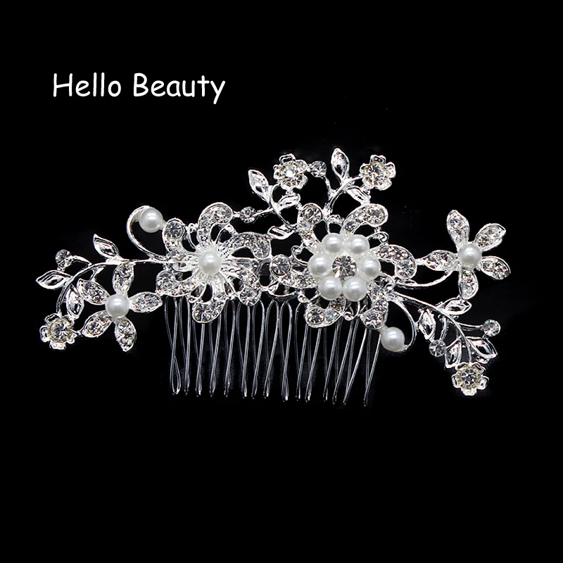 

Charm Flower Rhinestone Hair Slide Floral Head Piece Pearl Wedding Hair Comb Clip Crystal Bridal Hairpin Jewelry Hair Accessory