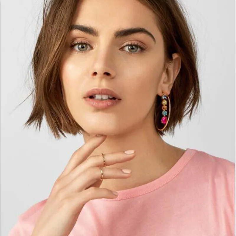 

KASIYU new earrings metal big circle jewelry string alternative earrings personality creativity hot style big ear ring
