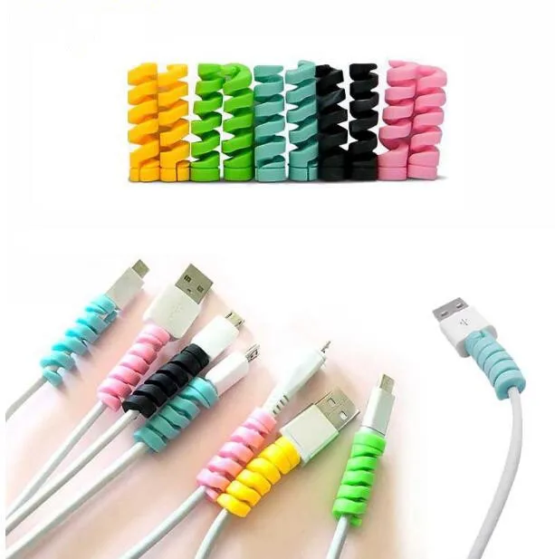 

Spiral Cable protector Data Line Silicone Bobbin winder Protective For iphone Samsung Android USB Charging earphone Case Cover