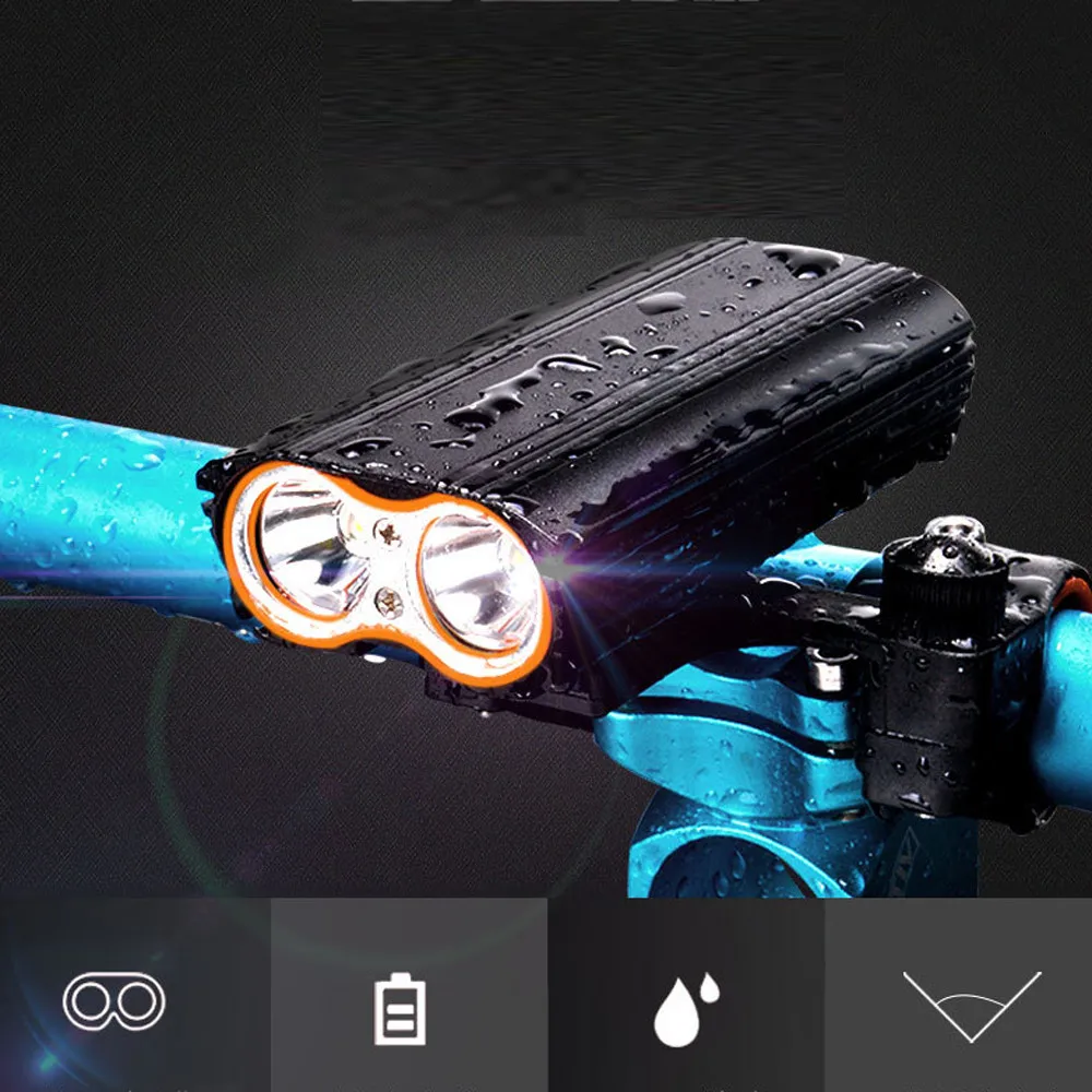 Универсальный Велосипедный светильник, перезаряжаемый через USB, светодиодный, передний головной светильник, водонепроницаемый, заряжаемый через USB, для верховой езды, водонепроницаемый налобный фонарь, новинка, A3058