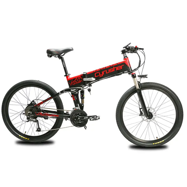 Cyrusher Красный Новый XF770 Mountain складной электрический велосипед полная подвеска 27 скоростей двойной дисковые тормоза 250 В Вт 48 В 10ah Ebike