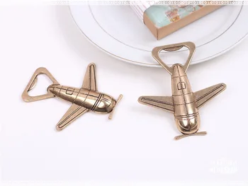 

50pcs/lot Free Shipping Antique Air Plane Airplane Shape Wine Beer Bottle Opener Metal Openers For Wedding Party Gift Favors