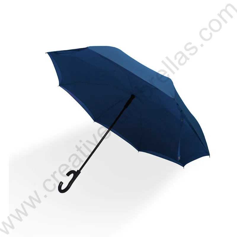 

113cm auto open C-Hook Reverse hands-free business umbrella enlarge double Layers Inverted standing parasol with shoulder belts