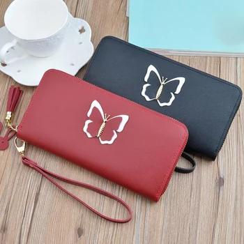 

Wallet Female Women's Wallet Fashion PU Leather Butterfly Coin Bag Phone Purses Famous Designer Lady Cards Holder Wallet