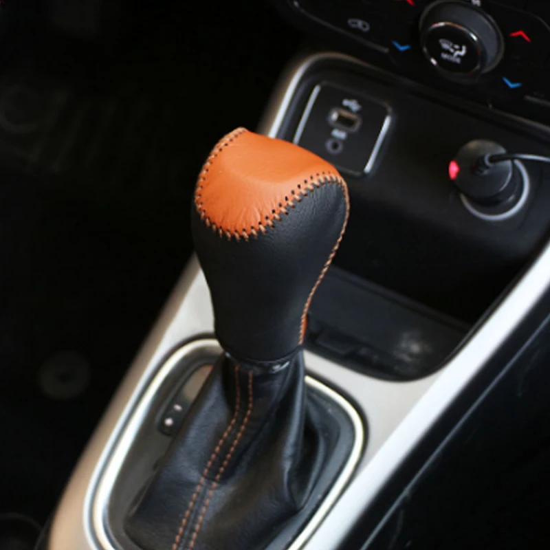 

Foal Burning Leather Car Interior Shift Knob Protection Cover Gear Shift Collars for Jeep Compass 2017 2018 Renegade 2015- 2018