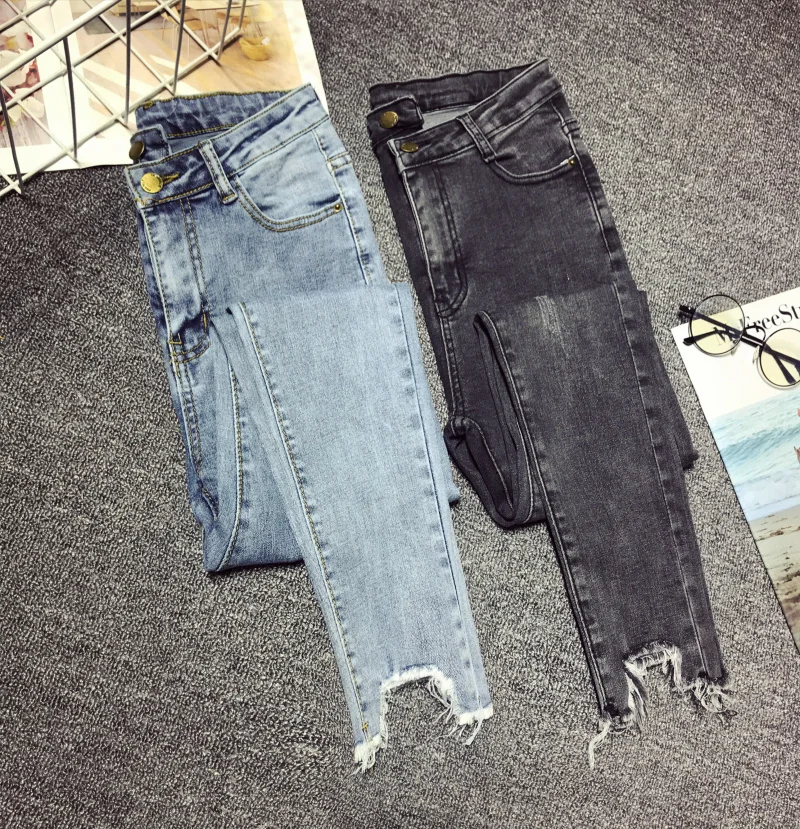 Дешевая Новинка весна осень Горячая Распродажа женские модные повседневные джинсовые брюки XC2