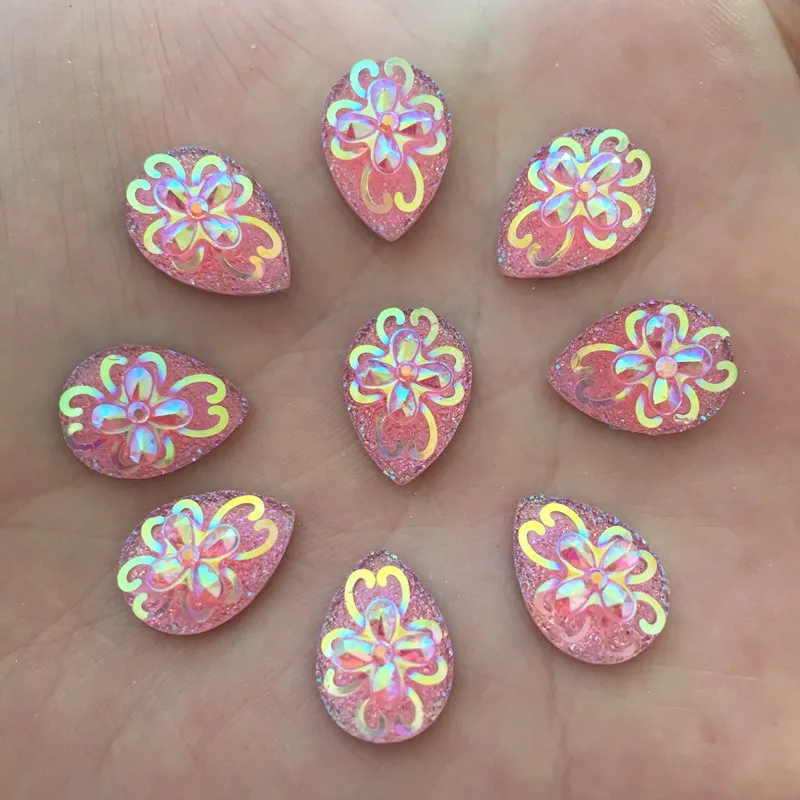 

DIY craft 150PCS 10mm*14mm AB drop resin Rhinestone flatback Scrapbooking for phone D802*5