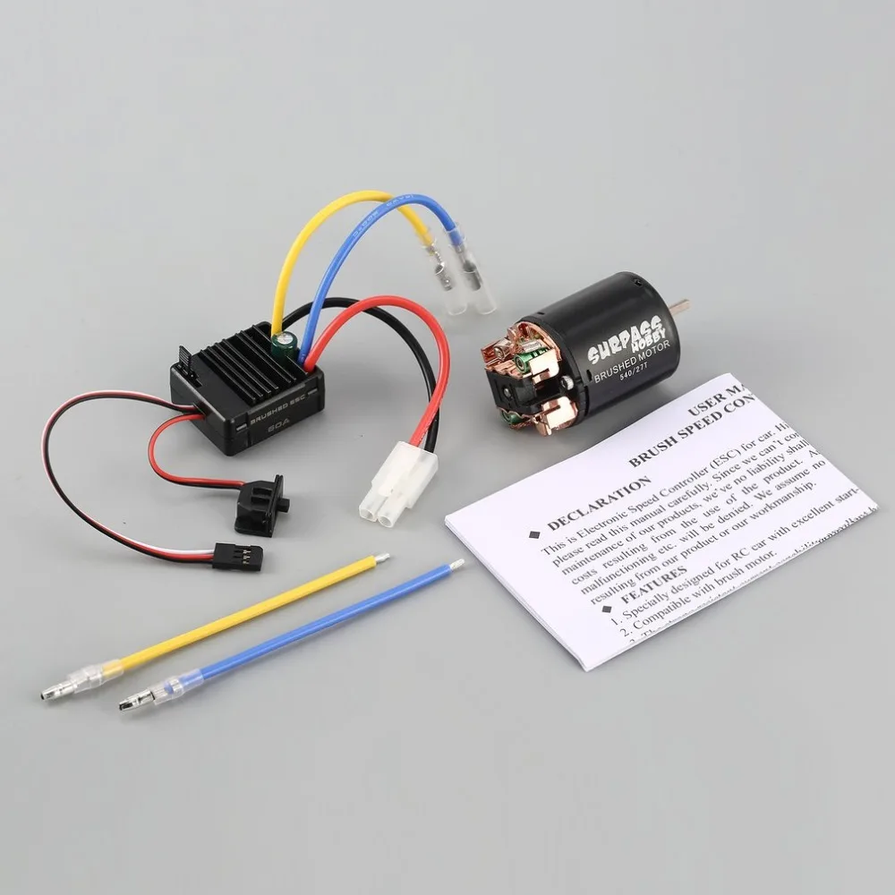 Surpass Hobby 540 т 27 T 23 17 матовый двигатель 60A ESC с 5 В V/2A BEC для 1/10 RC гоночный внедорожный