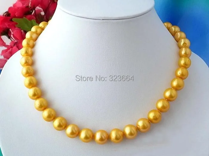 

AAA++17" 10MM GOLD ROUND FRESHWATER CULTURED PEARL NECKLACE