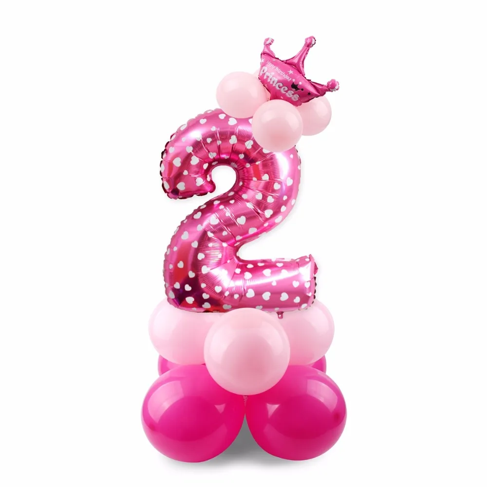 HUIRAN розовый и голубой номер воздушный шар из фольги шары Корона Декор ребенка душ принц принцесса балон с днем рождения поставки