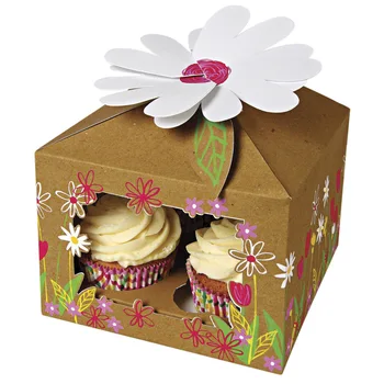 

PVC window craft handmade cupcake Box with insert for 4 cupcake ( CB-0025)