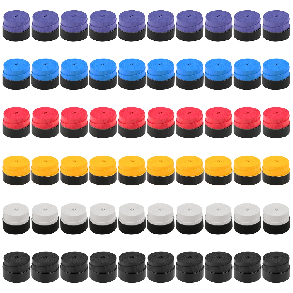 

Outdoor Sports Pack of 60 Tennis Racket Grips Anti-skid Badminton Racquet Grips Vibration Overgrip Sweatband Polyurethane