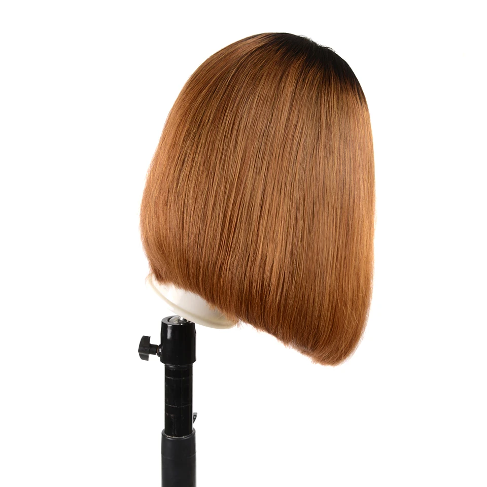 Короткий цвет боб парик шнурка прямые с волосами младенца Человеческие волосы Remy для женщин 1B 30 Омбре Кружева передние парики из