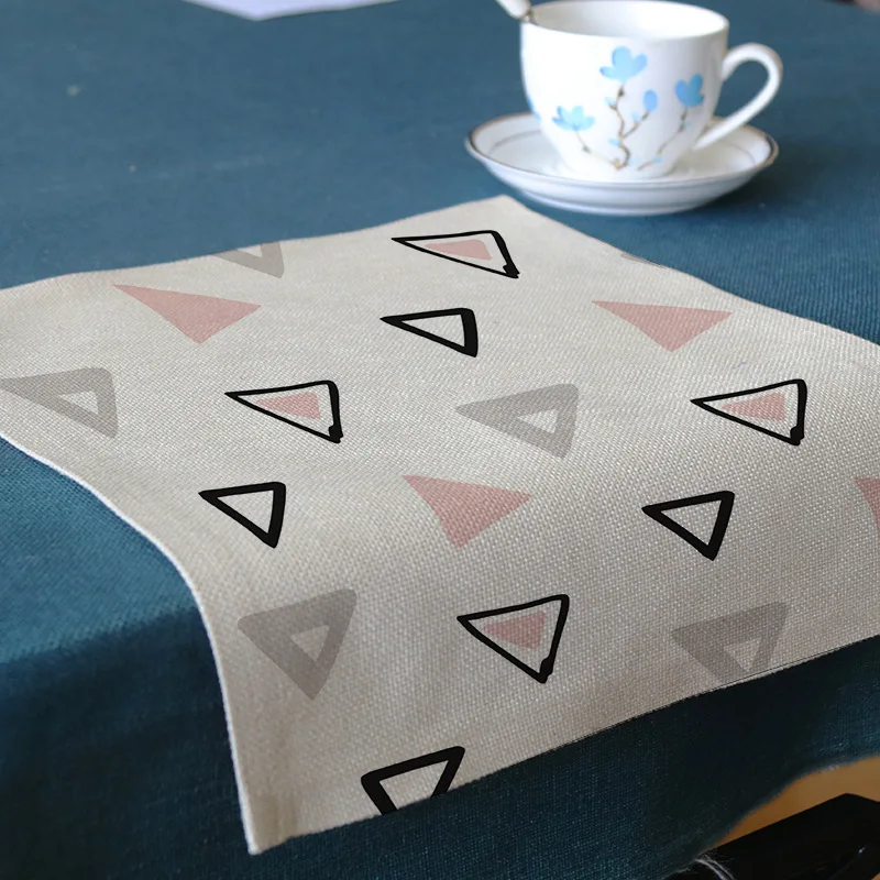 

Durable Geometric Style Cotton and Linen Mats Tableware Mats Placemat for Dining Table Kitchen Dining Tools