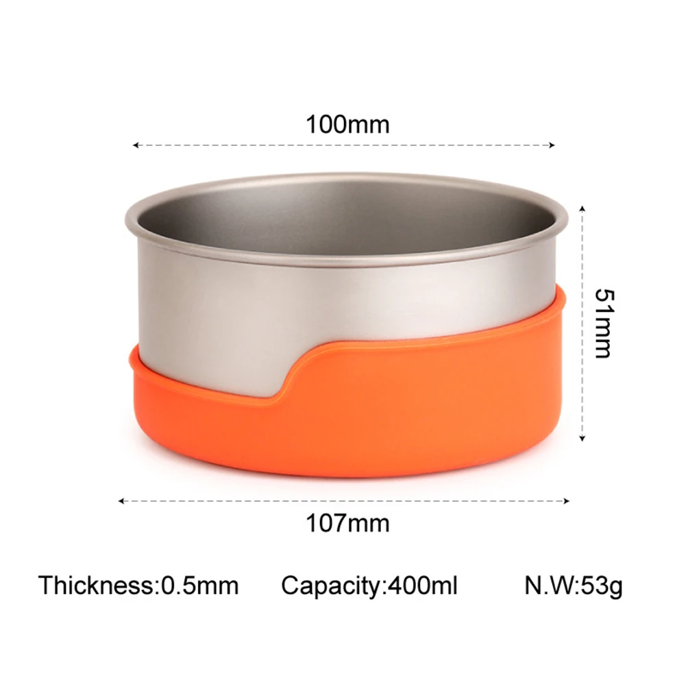 Титановая миска для путешествий на открытом воздухе, кемпинга, пикника, анти-обжигающая миска 400 мл, удобная для переноски дорожная посуда