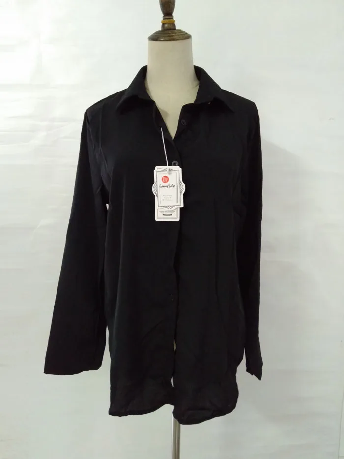 Ladies White Long Sleeve Chiffon Shirt Black Long Tops Women New Turn Down Collar Shirt Blouse Button Office Workwear Shirts Top 26