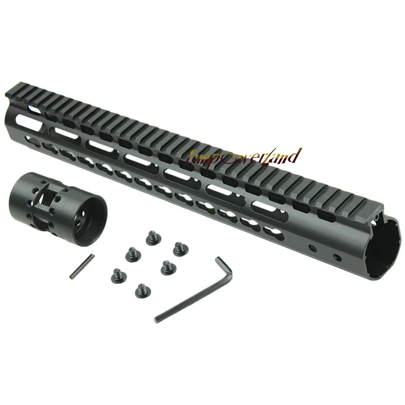 

Funpowerland Black Free Float NSR 13.5" Handguard One-piece Top Rail System KeyMod High Quality Ultra Lightweight BK For AR-15